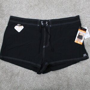 Zeroxposur Swimwear Shorts NWT Womens 2XL XXL Black Sun Smart Stretch Woven